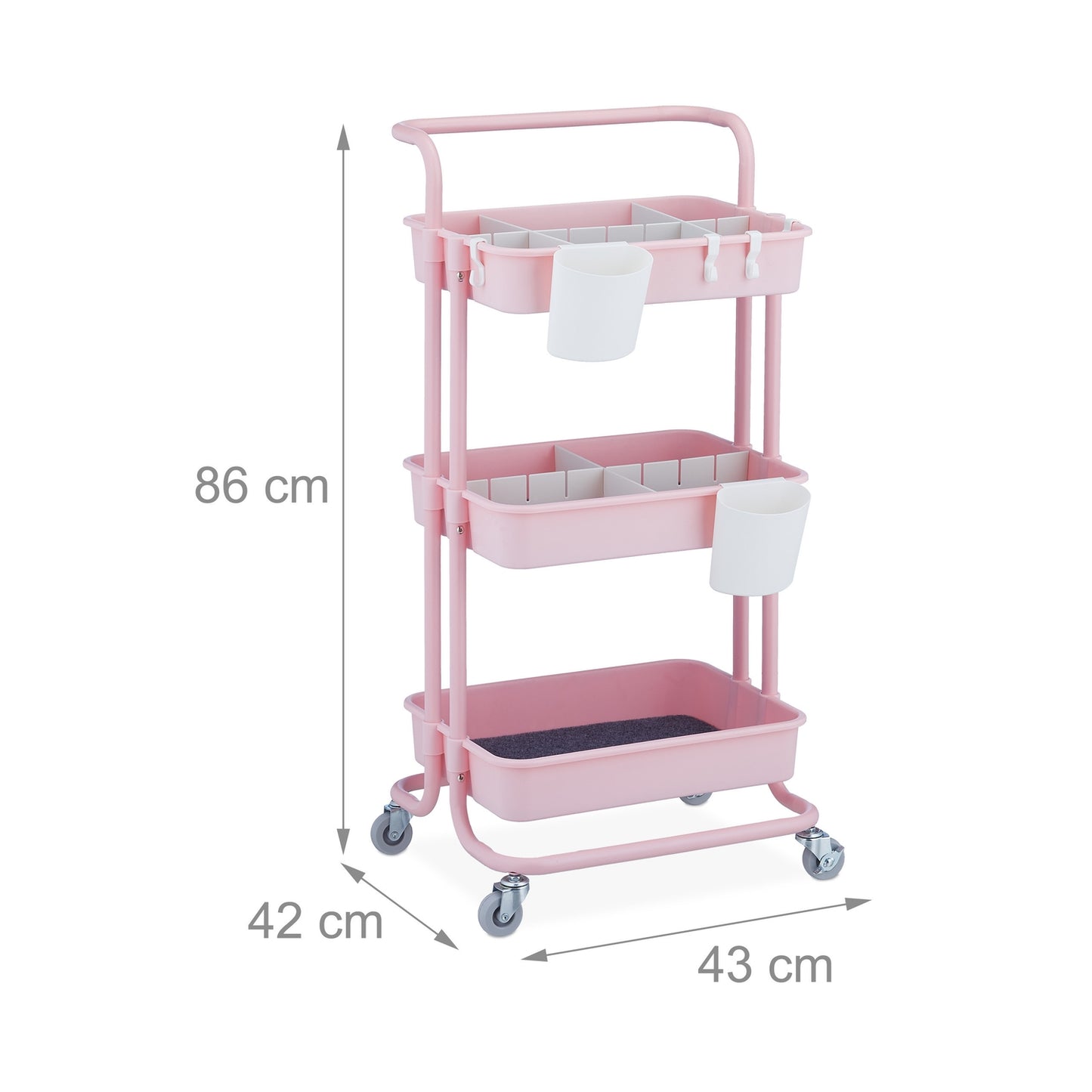 Trolley with 3 shelves