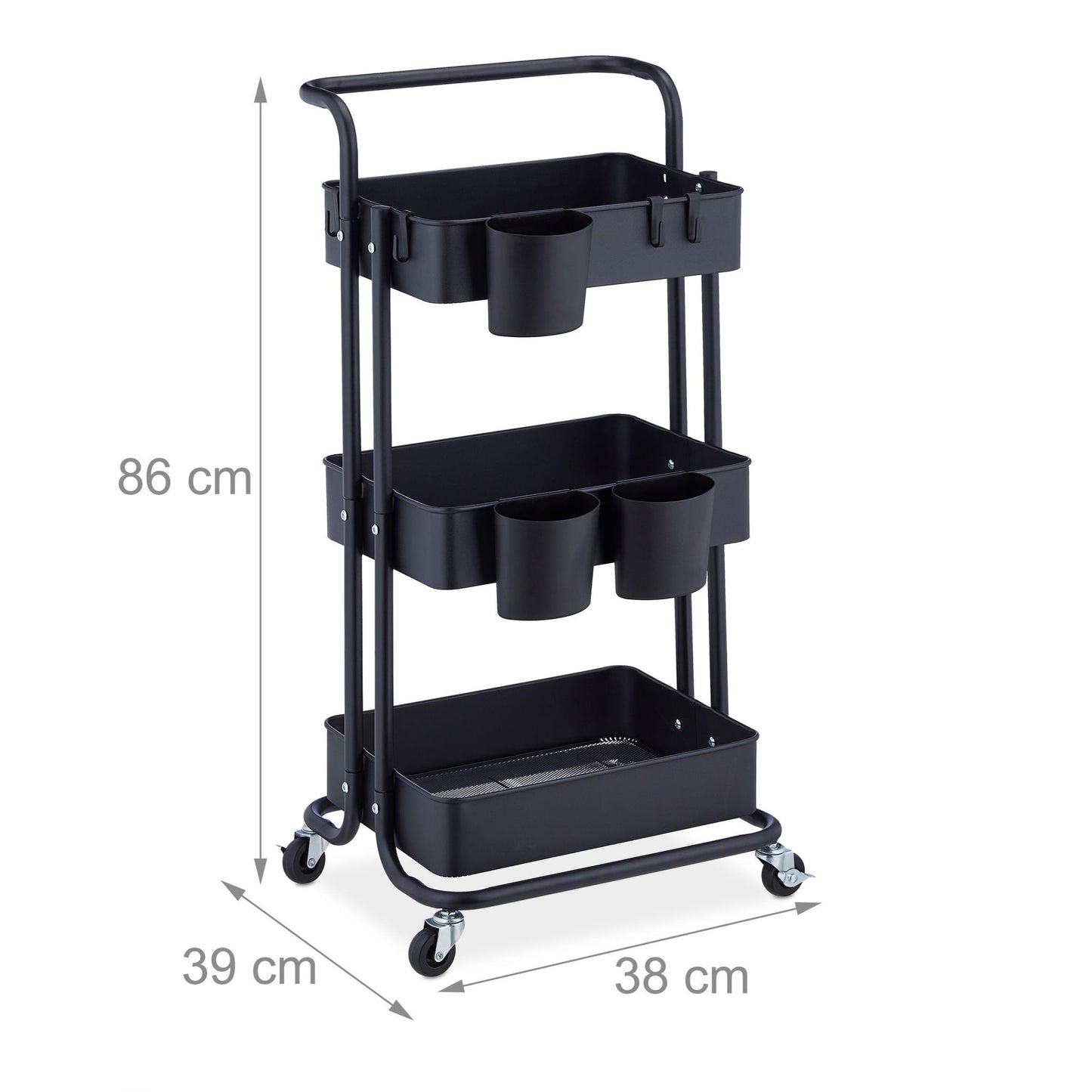 Trolley with 3 shelves