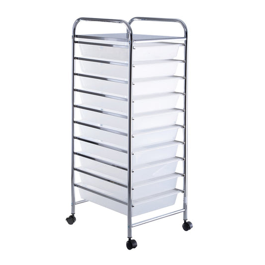 Trolley with drawers Roll container bathroom trolley bathroom trolley with 10 stackable drawers-transparent