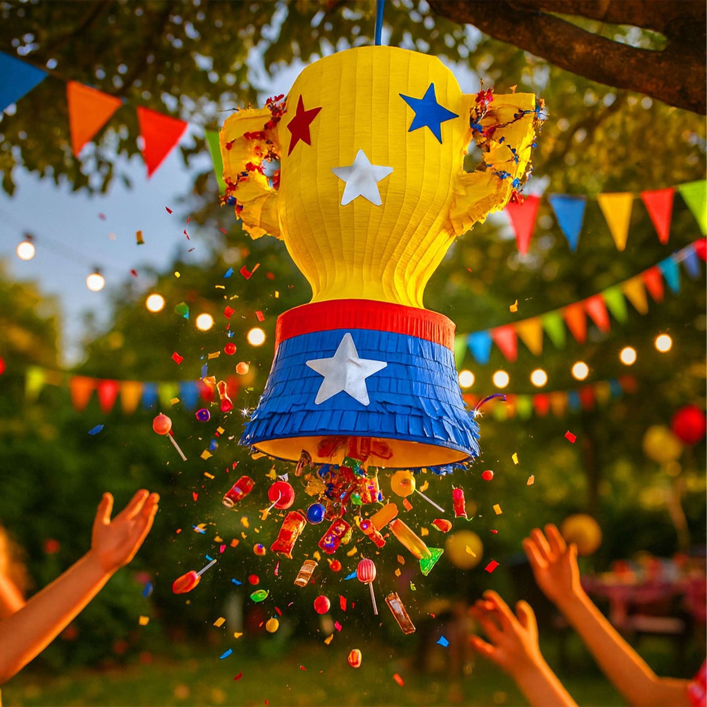 Trophy Piñata Set with Stick and Eye Mask