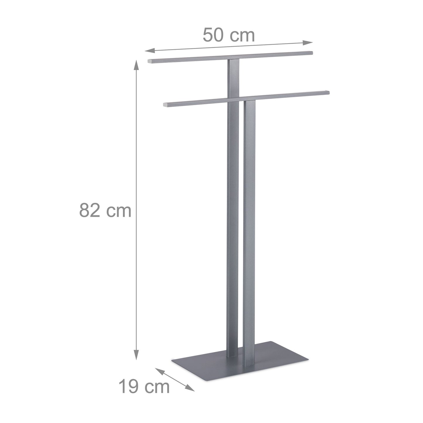 T-shaped gray towel rack