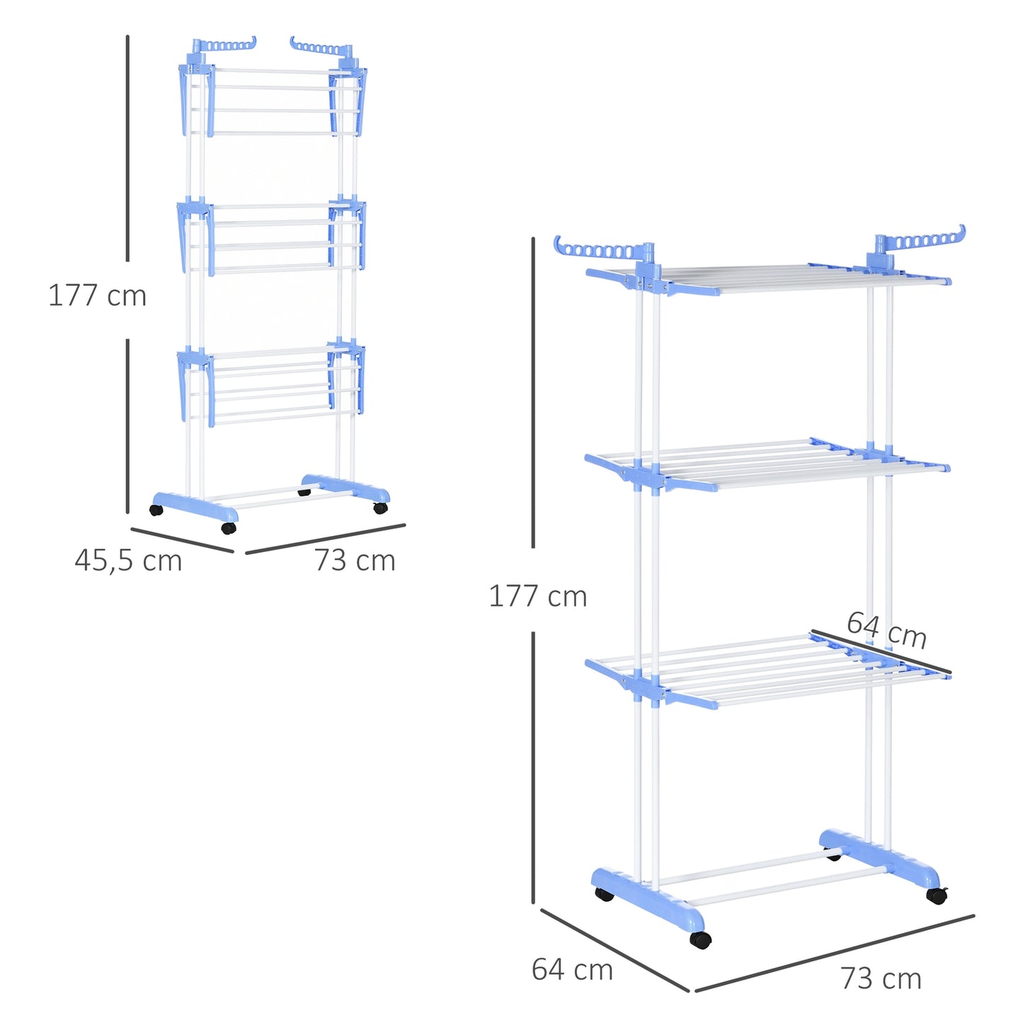 Pull-out dryer with wheels - steel blue
