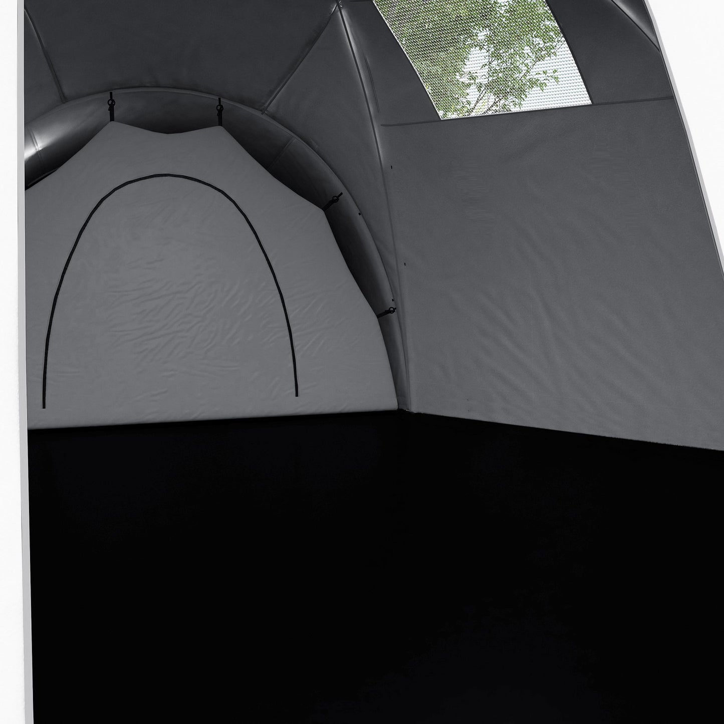 6-9 person tunnel camping tent, 3 bedrooms, grey