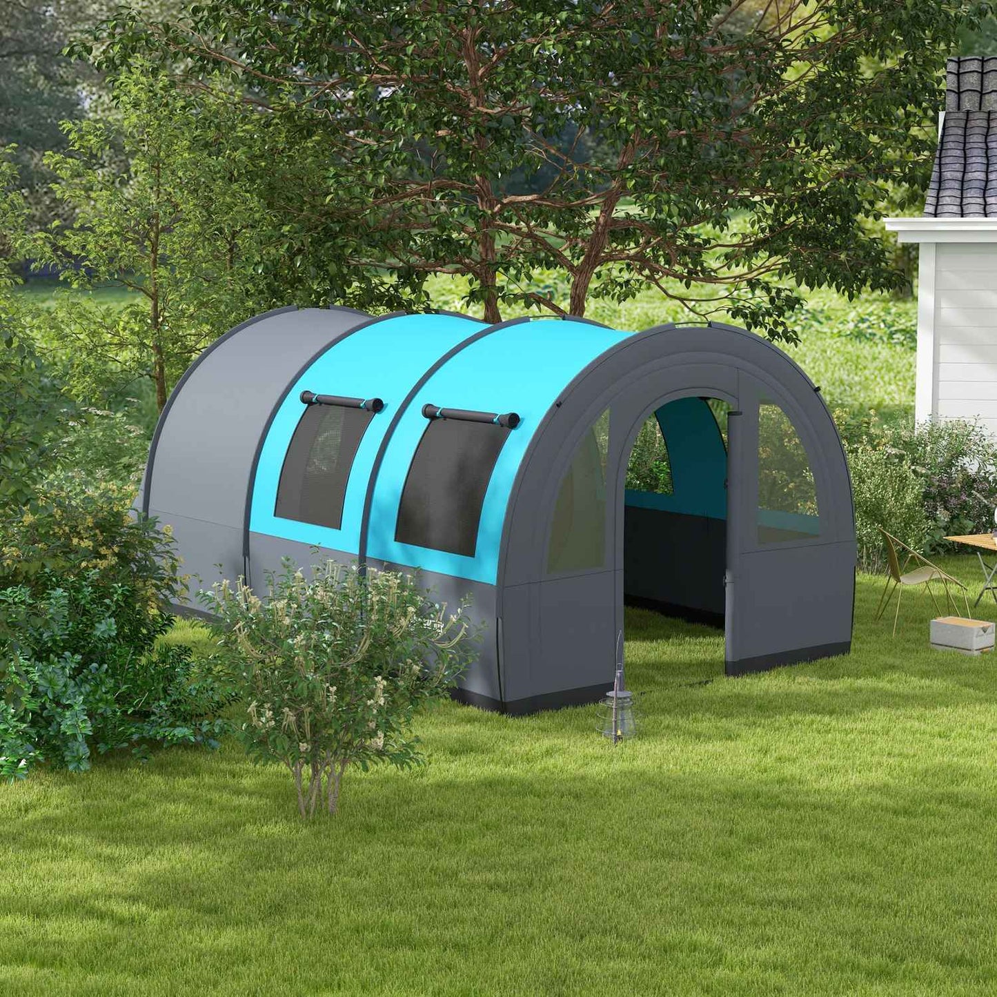 Camping tent for 6 – 2 rooms, light, 3000 mm grey