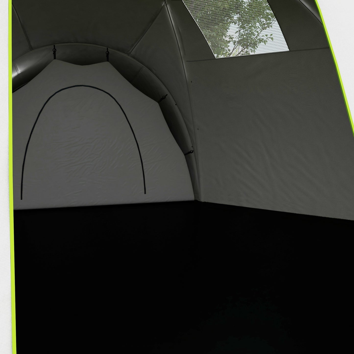 Family camping tunnel tent, 6-9 people, 3 bedrooms, green, 2000 mm waterproof