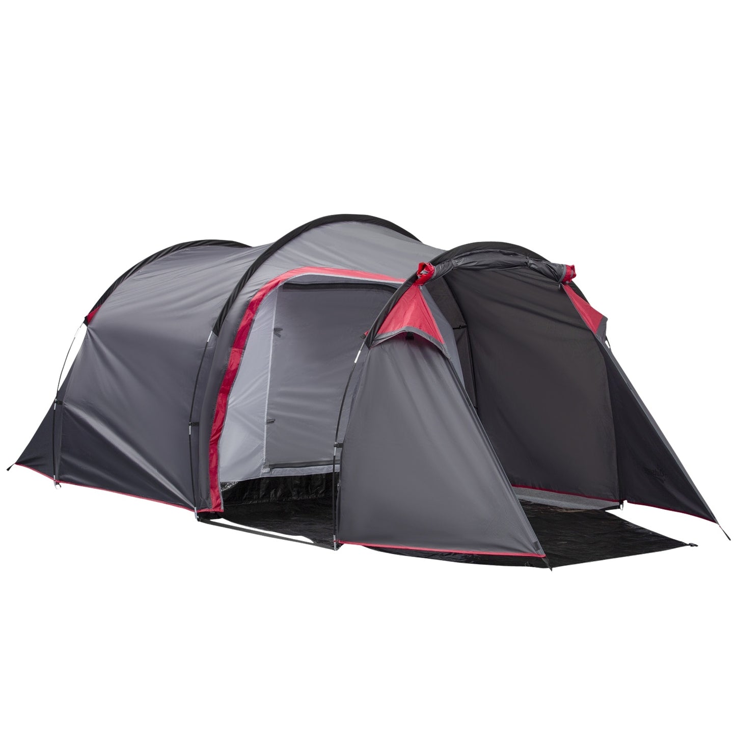 Tunnel camping tent for 2-3 people, fiberglass, grey