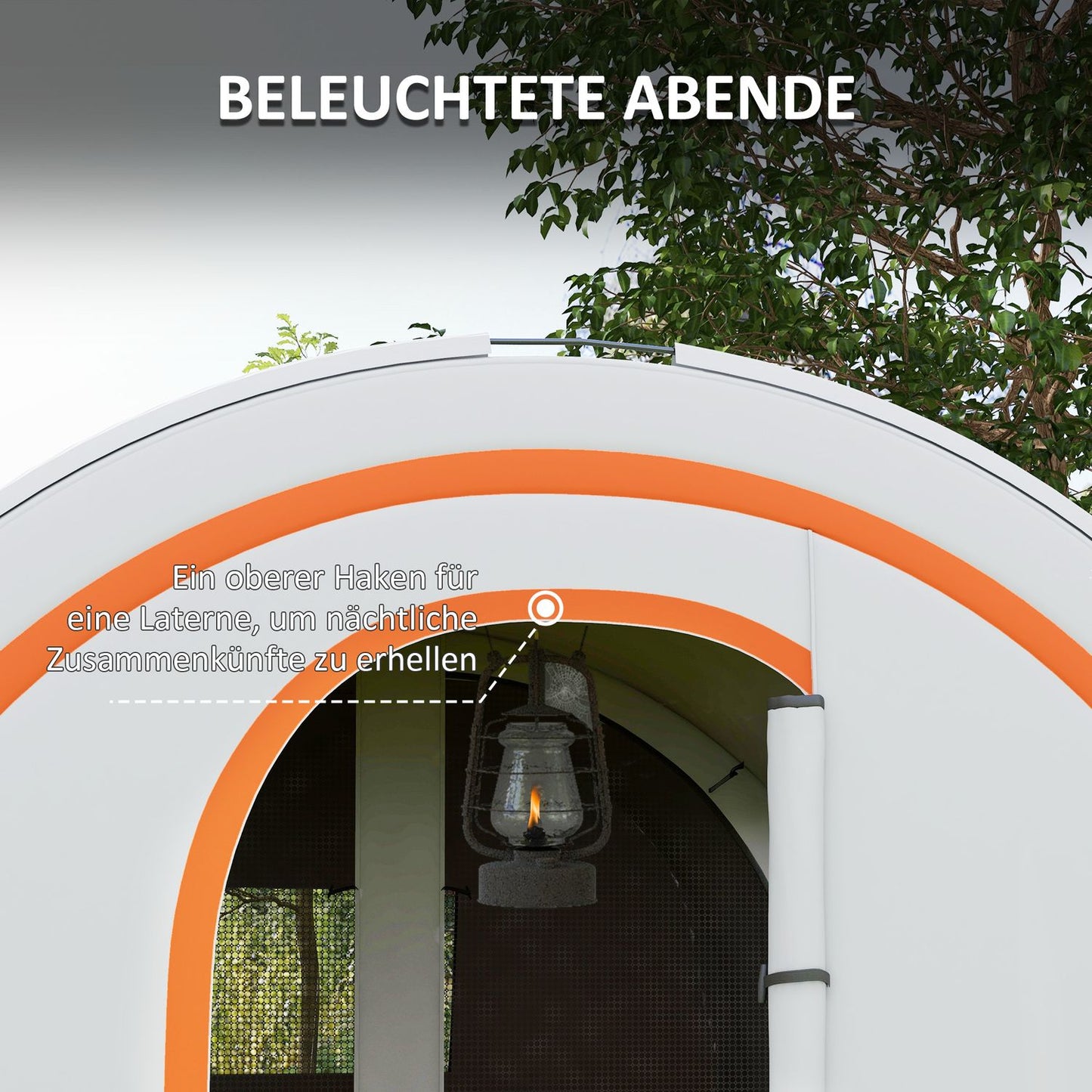 6-person tunnel tent, 2 rooms, water-repellent, cream white