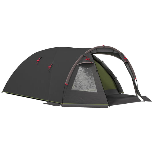 4-Person Tunnel Tent, Waterproof, UV 50+, Dual Doors