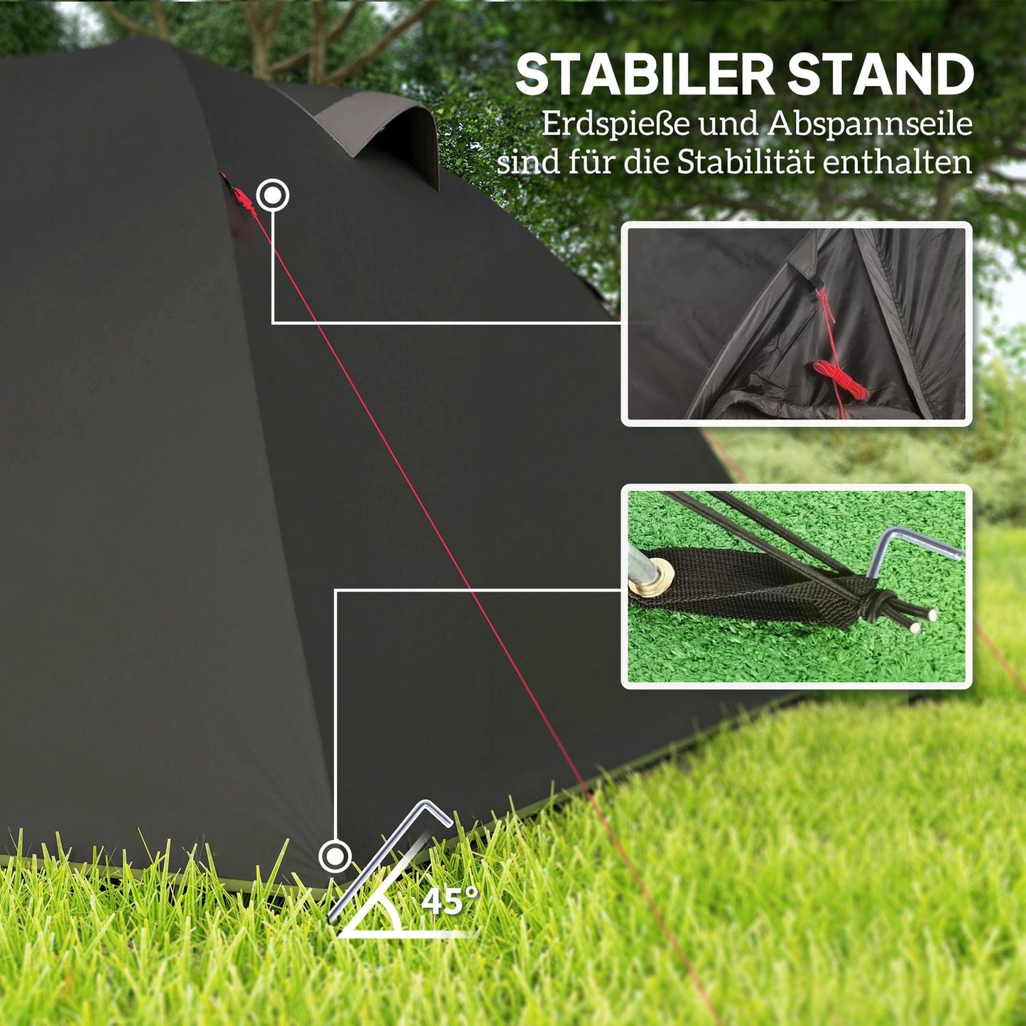 4-Person Tunnel Tent, Waterproof, UV 50+, Dual Doors