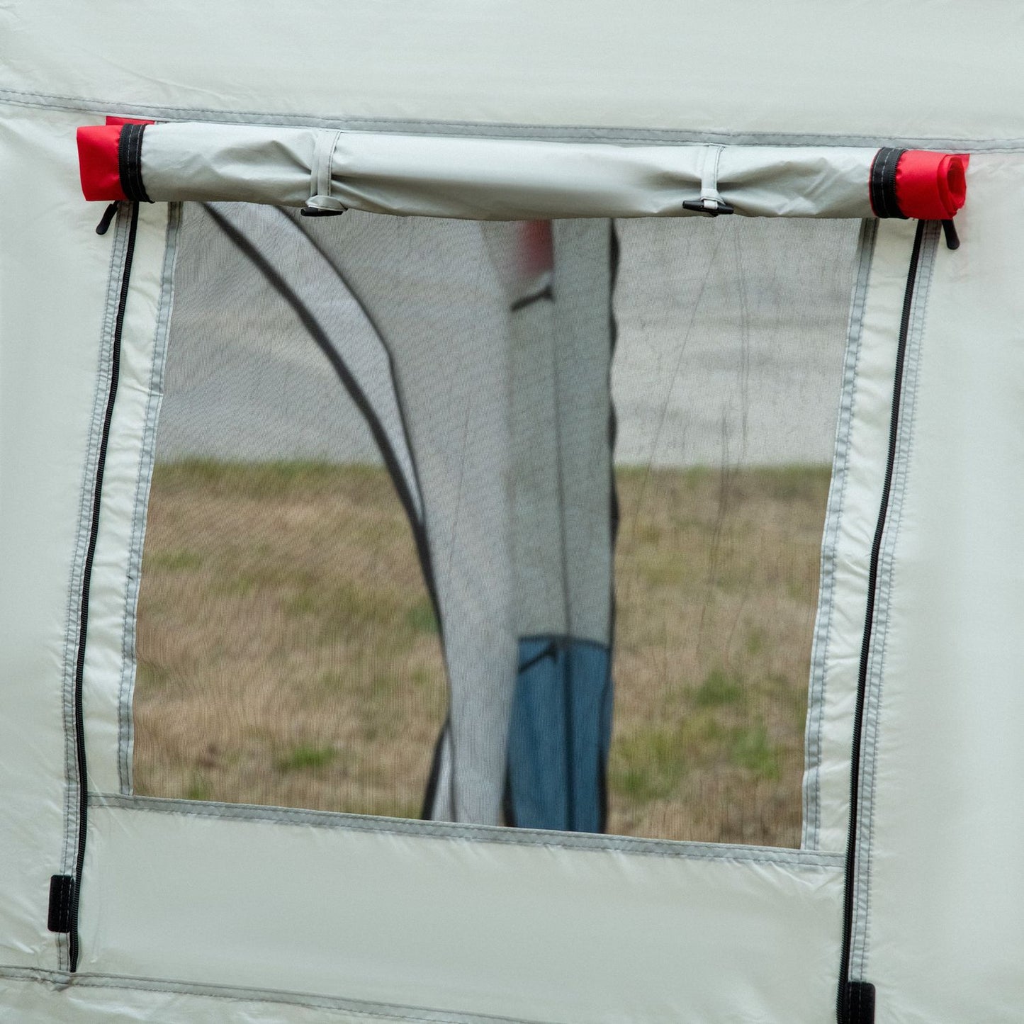 8-person tunnel tent with sleeping cabin, 3 doors, blue