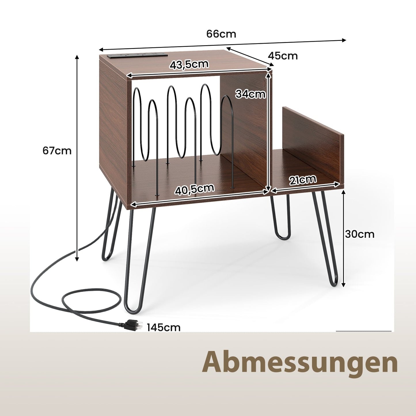Turntable Stand with Charging Station, Brown, High Capacity