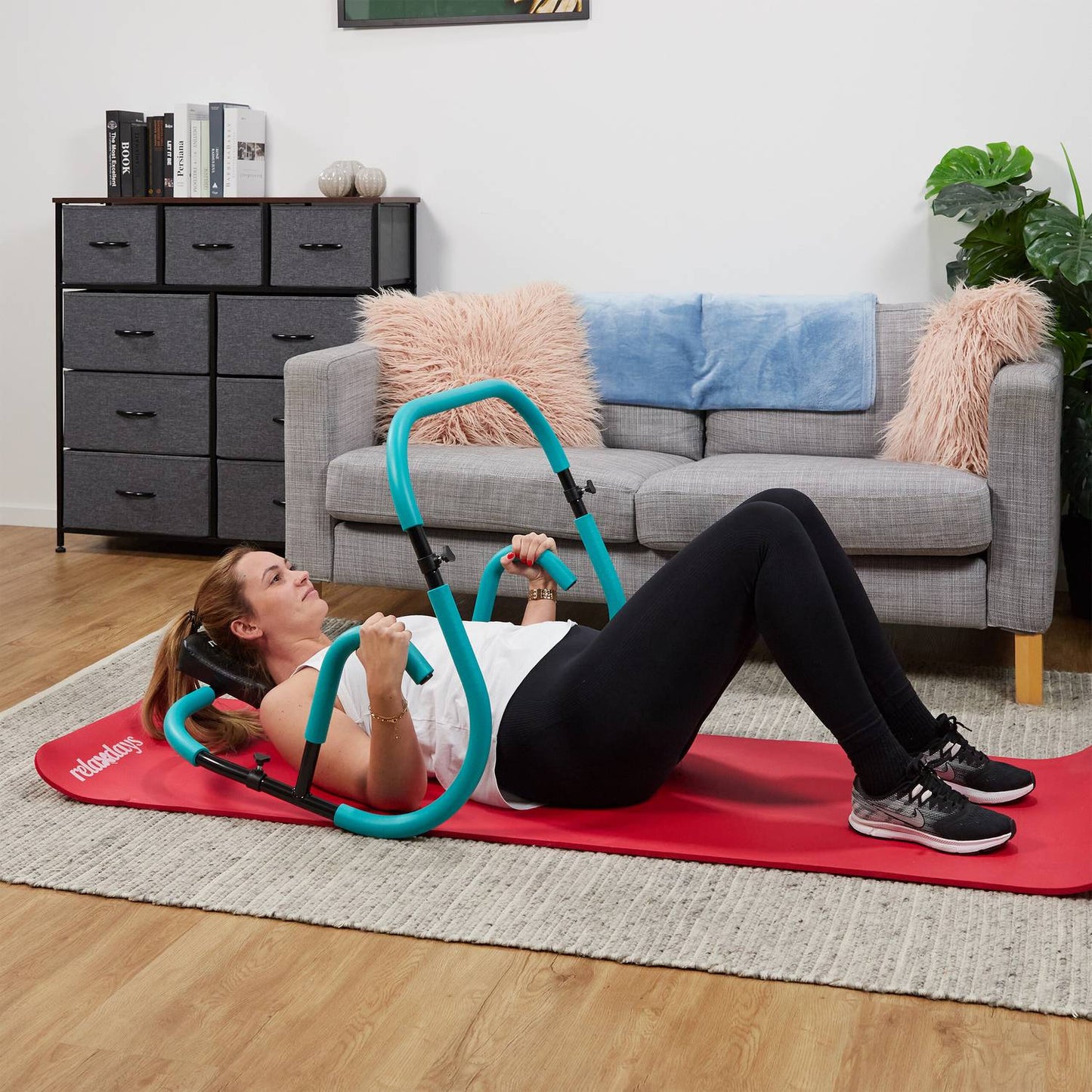 Turquoise Ab Trainer with Neck Support for Home Use