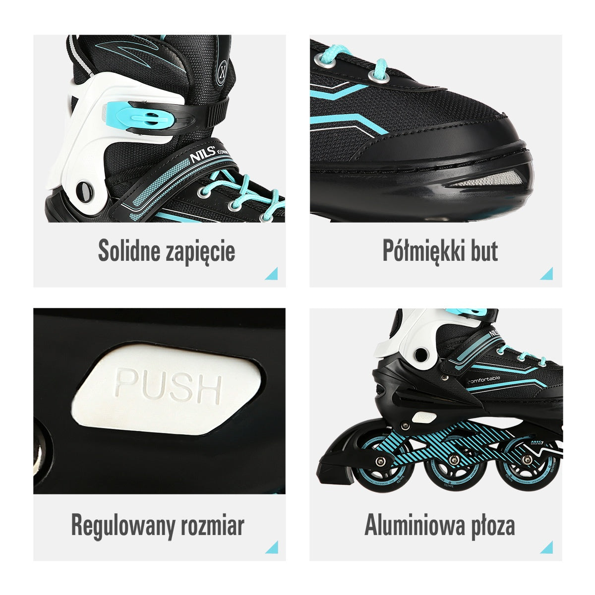 Turquoise In-Line Skates, Size L (39-42)