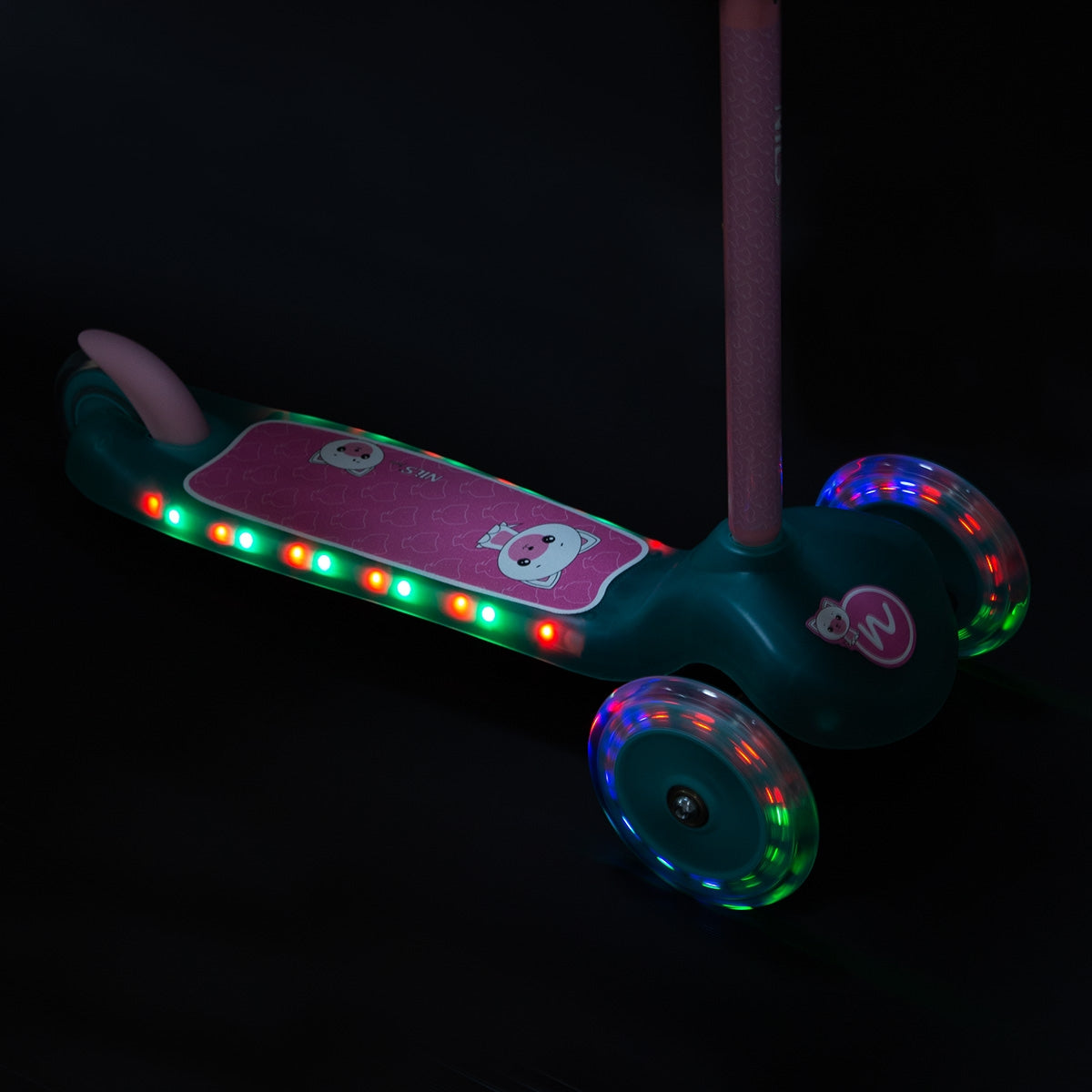 Turquoise Kick Scooter, Lightweight, Foldable Design
