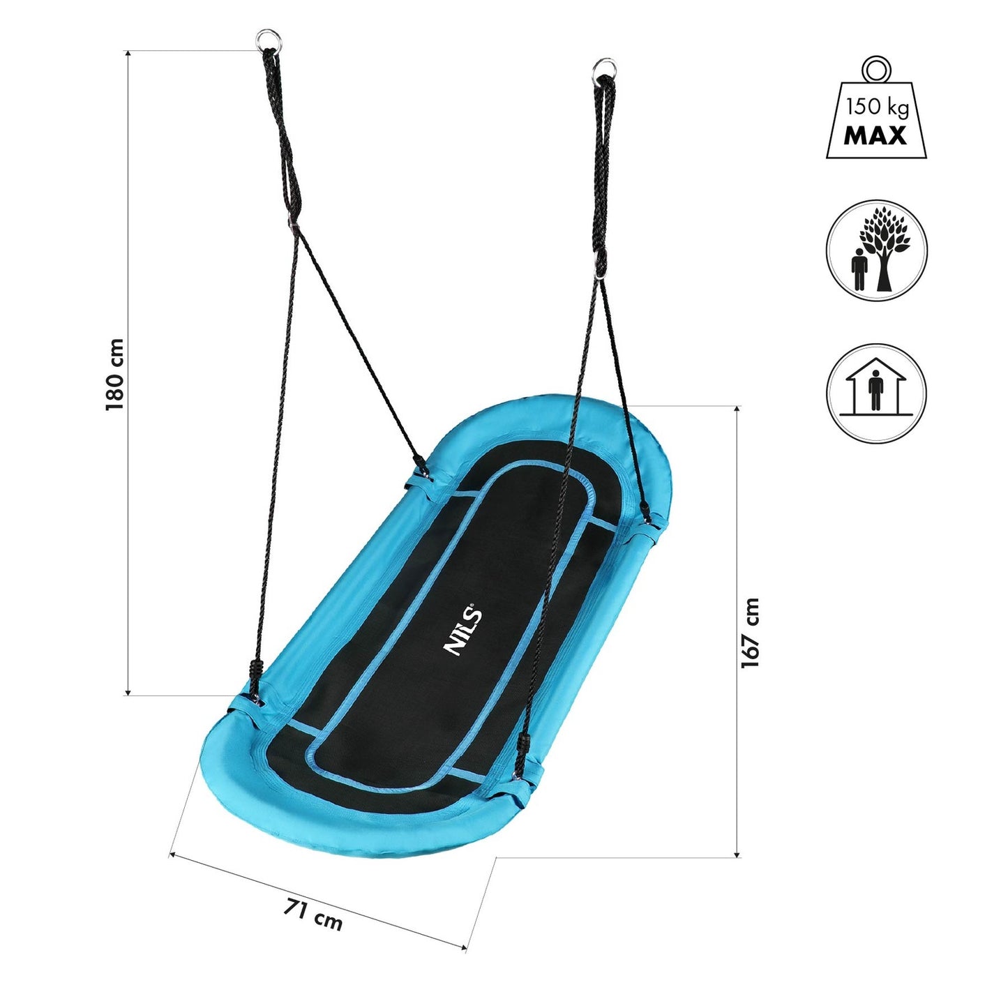 Turquoise Saucer Swing, Outdoor Hanging Seat
