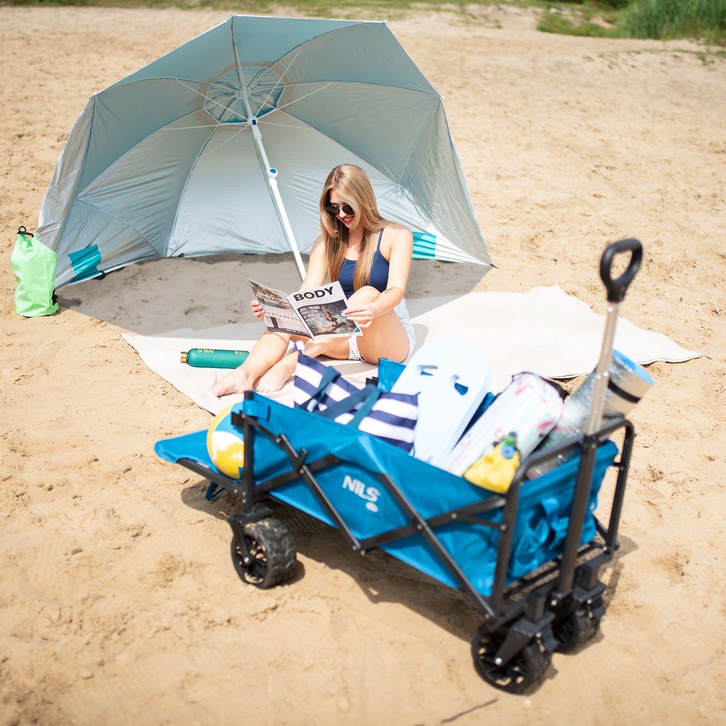 Turquoise XL Beach Umbrella, 220 cm