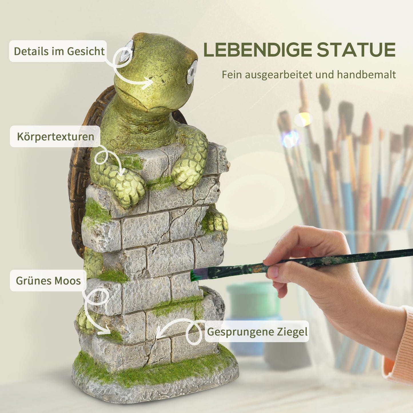 Turtle Garden Sculpture with LED Solar Light, 14.5""