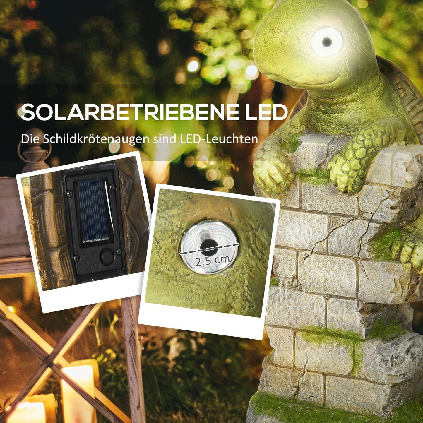 Turtle Garden Sculpture with LED Solar Light, 14.5""