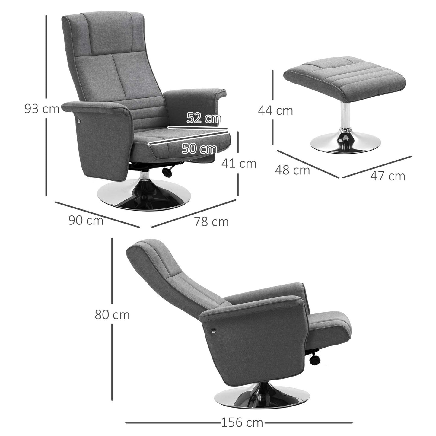 Electric recliner & footstool with vibration massage