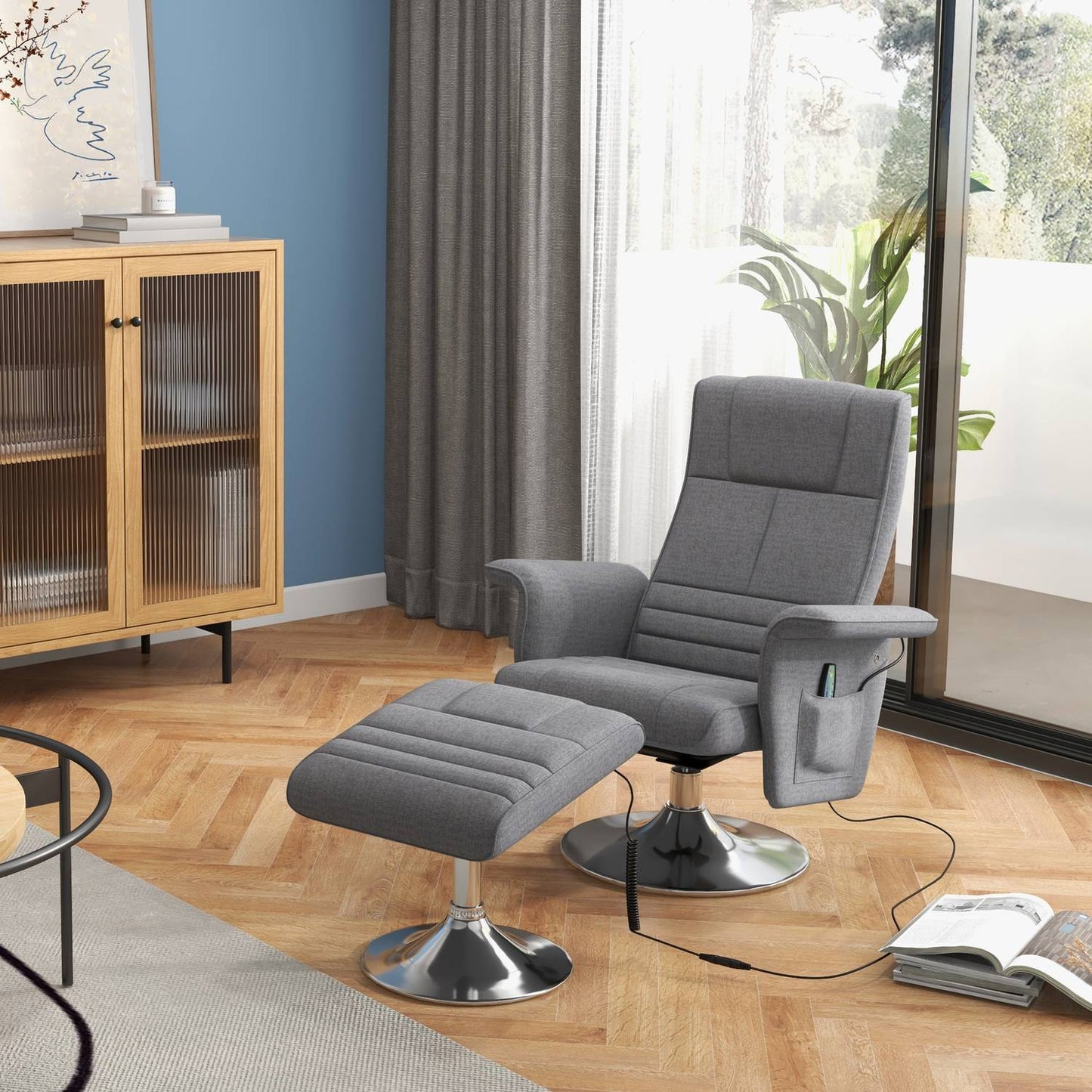 Electric recliner & footstool with vibration massage
