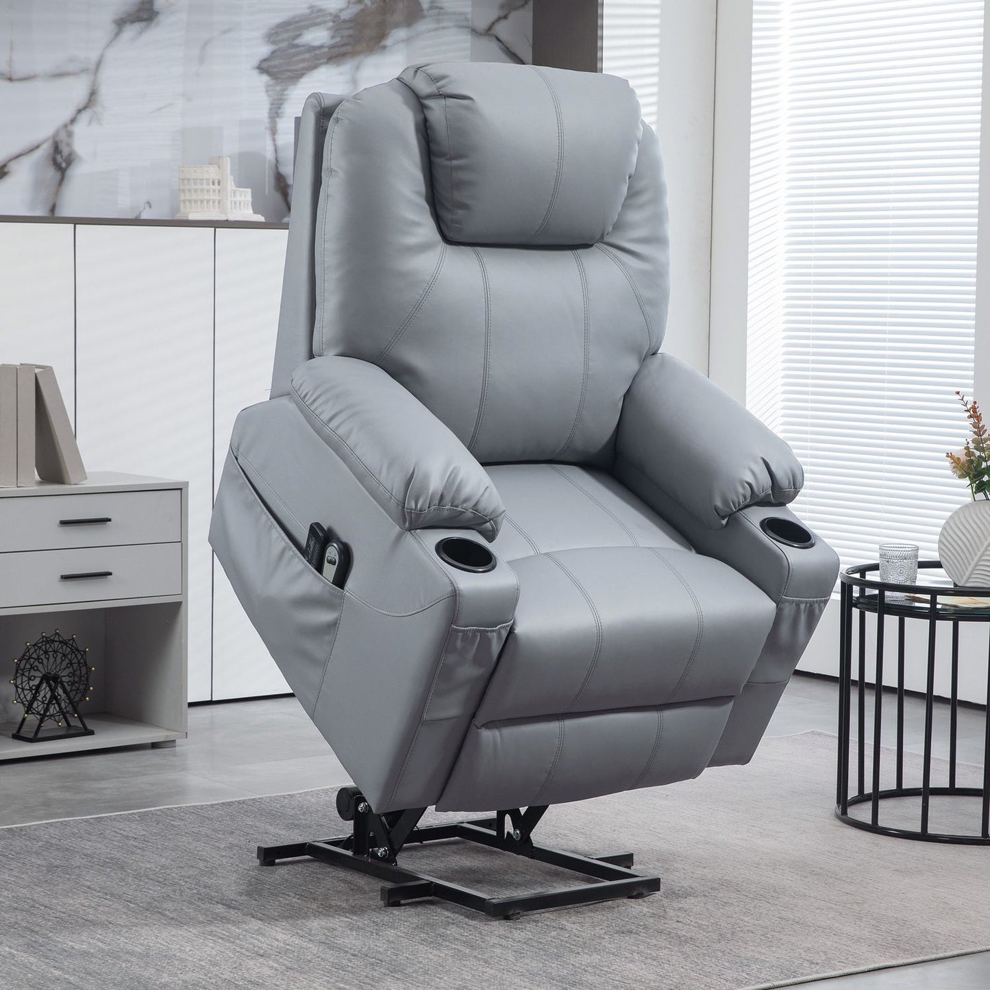 Electric recliner with massage, cup holder & pocket