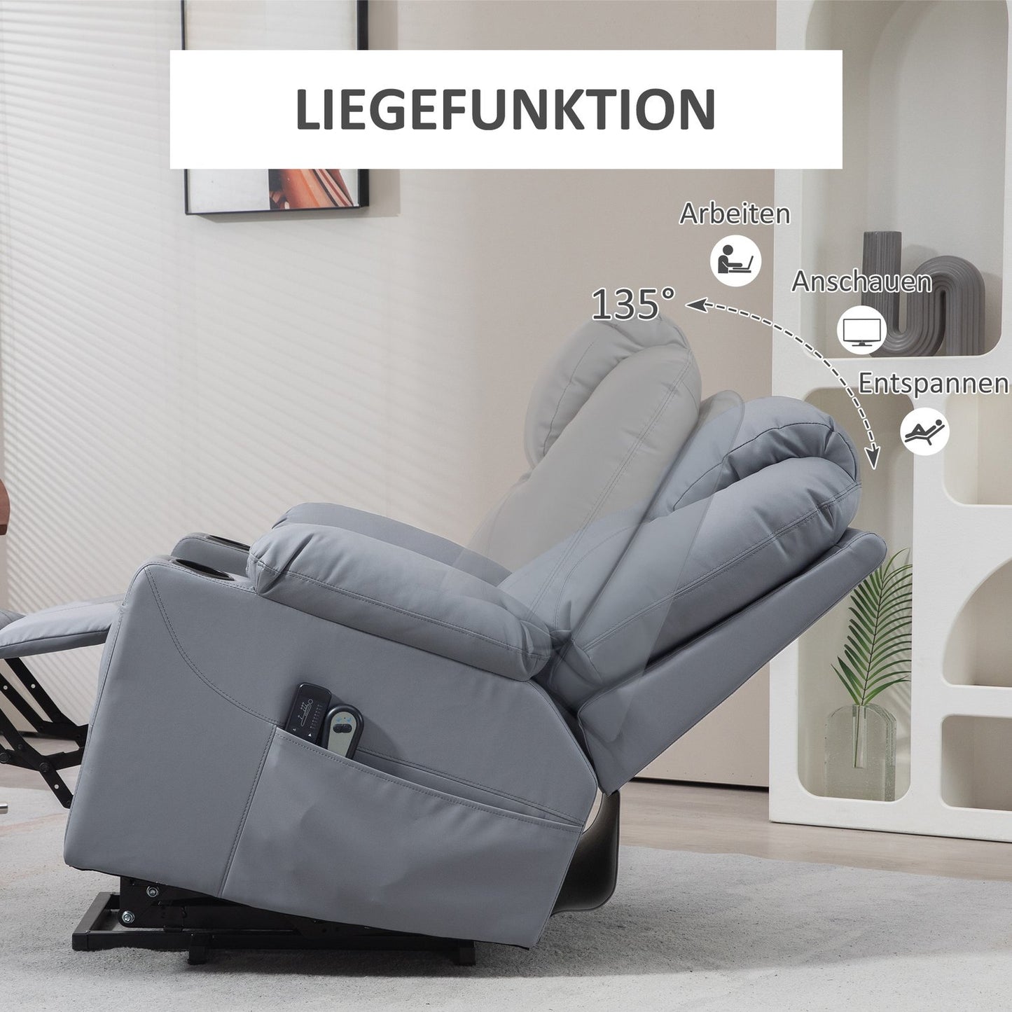 Electric recliner with massage, cup holder & pocket