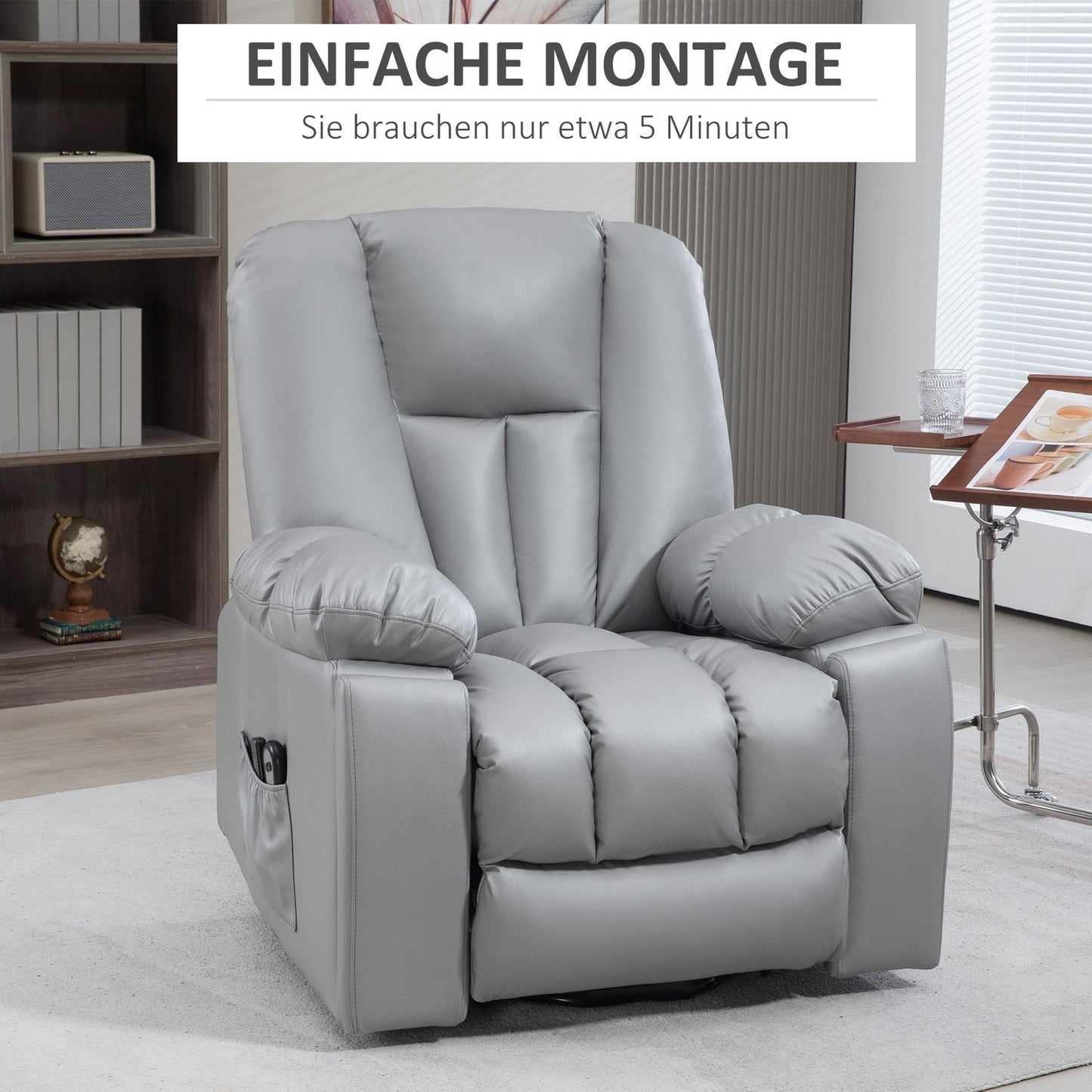 Electric recliner with massage and standing assistance
