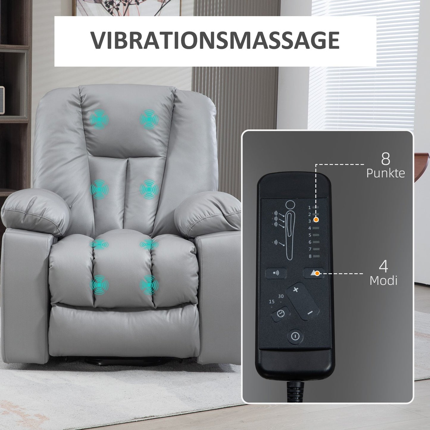 Electric recliner with massage and standing assistance