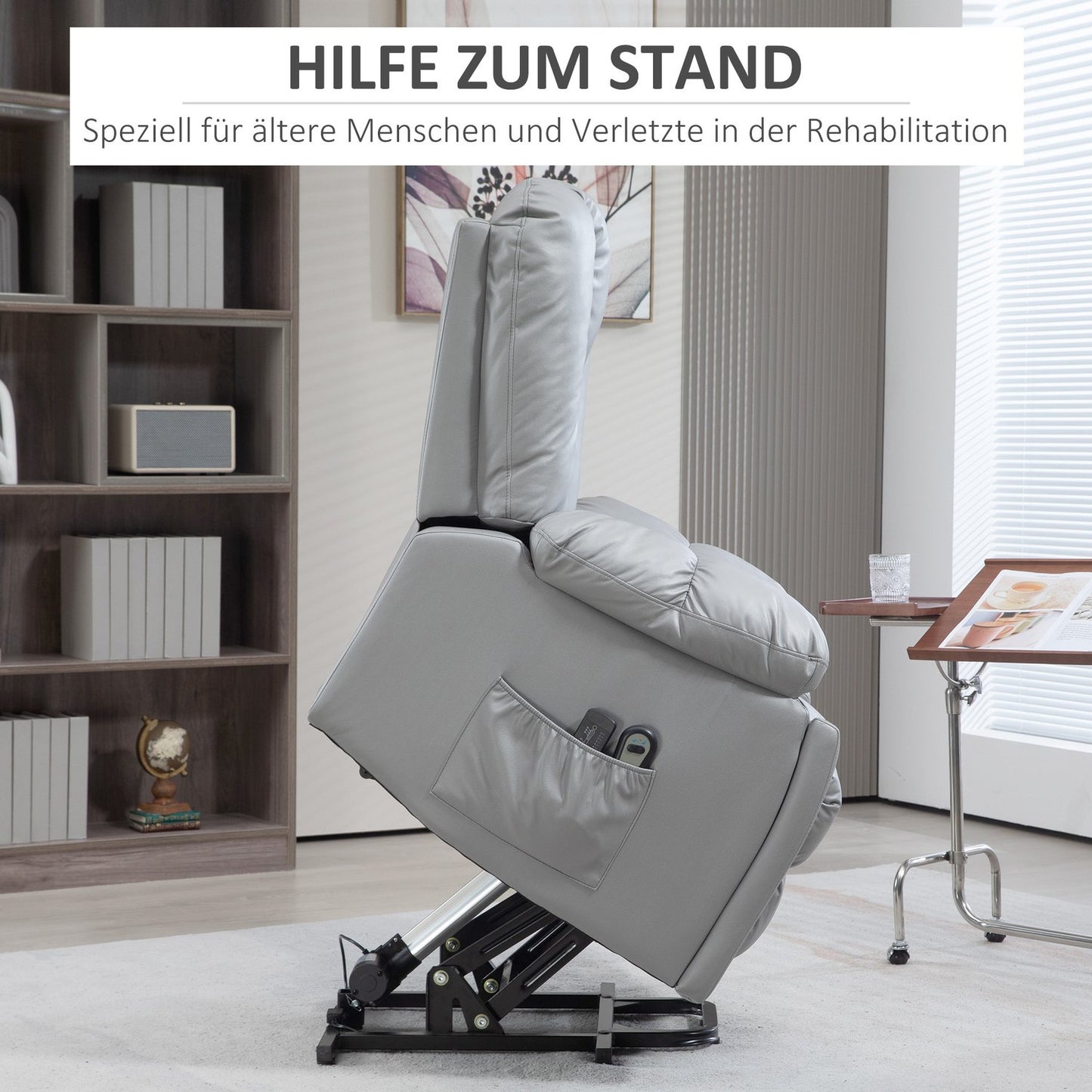 Electric recliner with massage and standing assistance