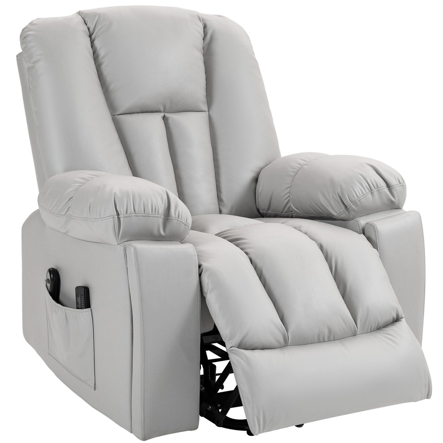Electric recliner - massage, spring core, light grey