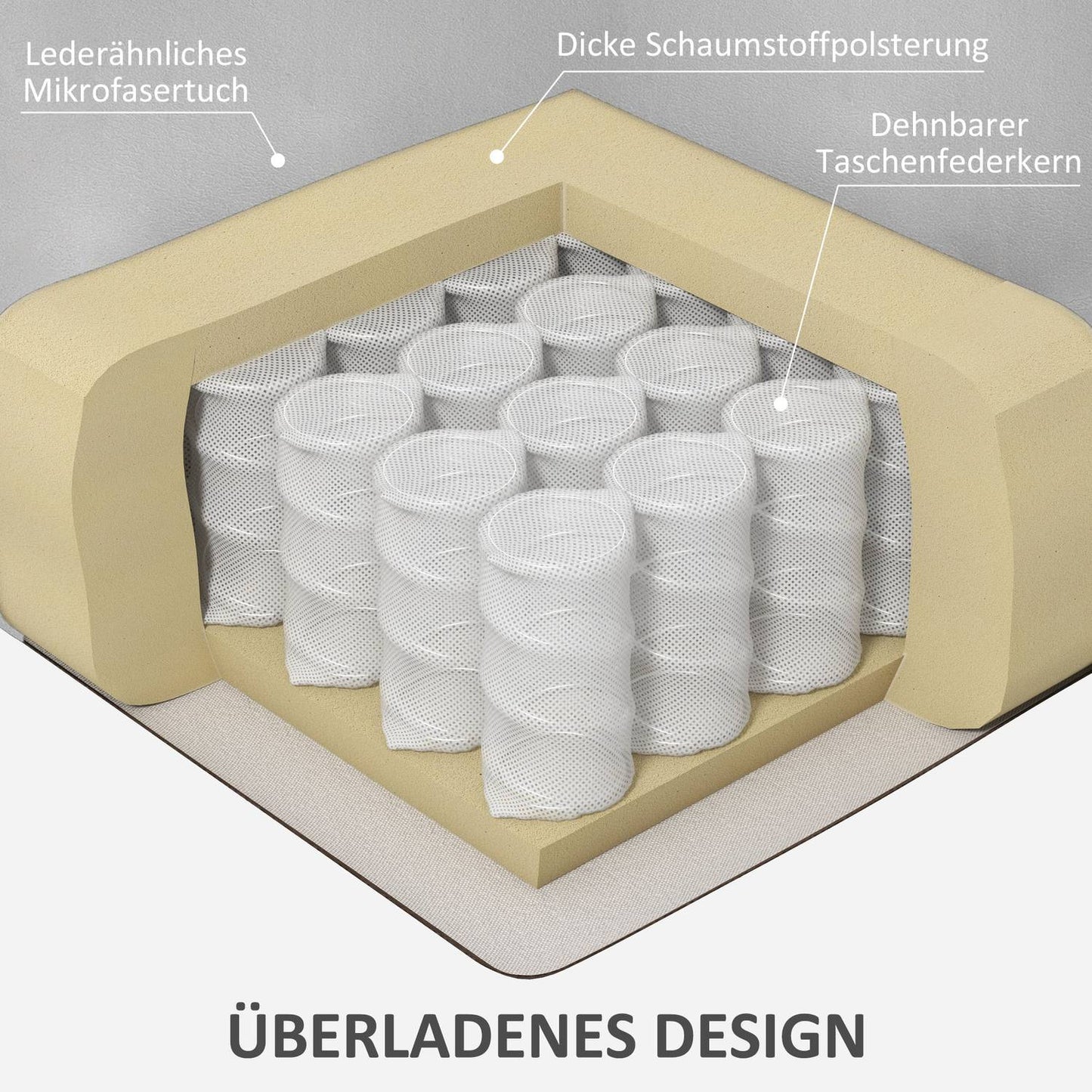 Electric recliner - massage, spring core, light grey