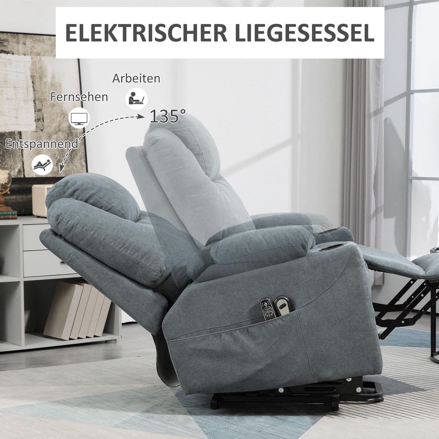 Electric recliner with heating & massage, dark grey