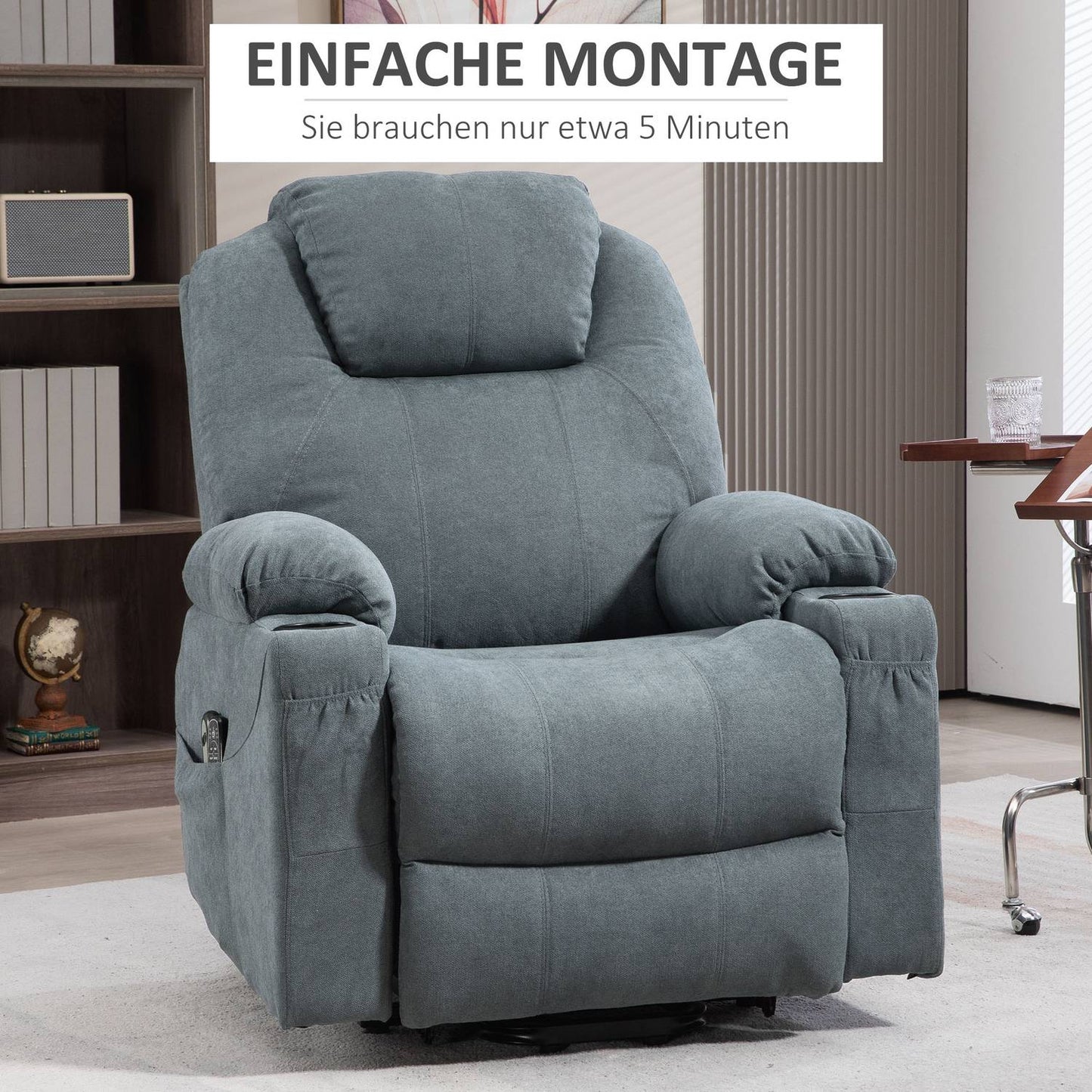 Electric recliner with heating & massage, dark grey