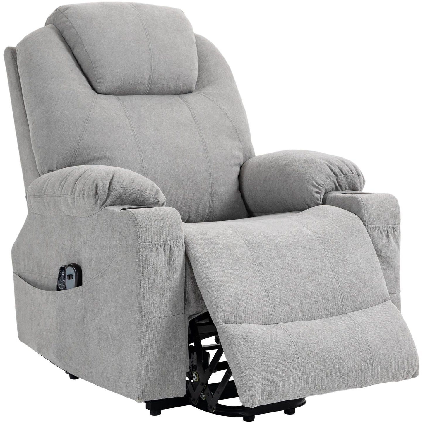 Electric recliner with heating and massage, light grey