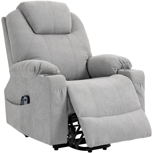Electric recliner with heating and massage, light grey