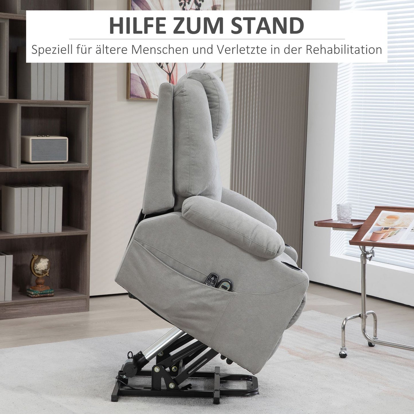 Electric recliner with heating and massage, light grey