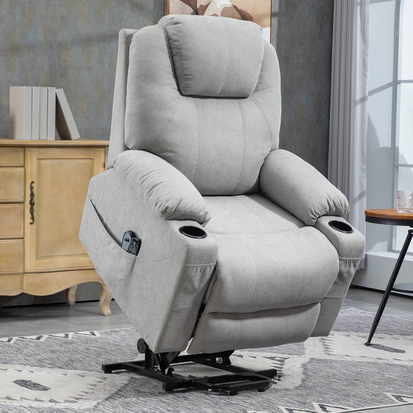 Electric recliner with heating and massage, light grey
