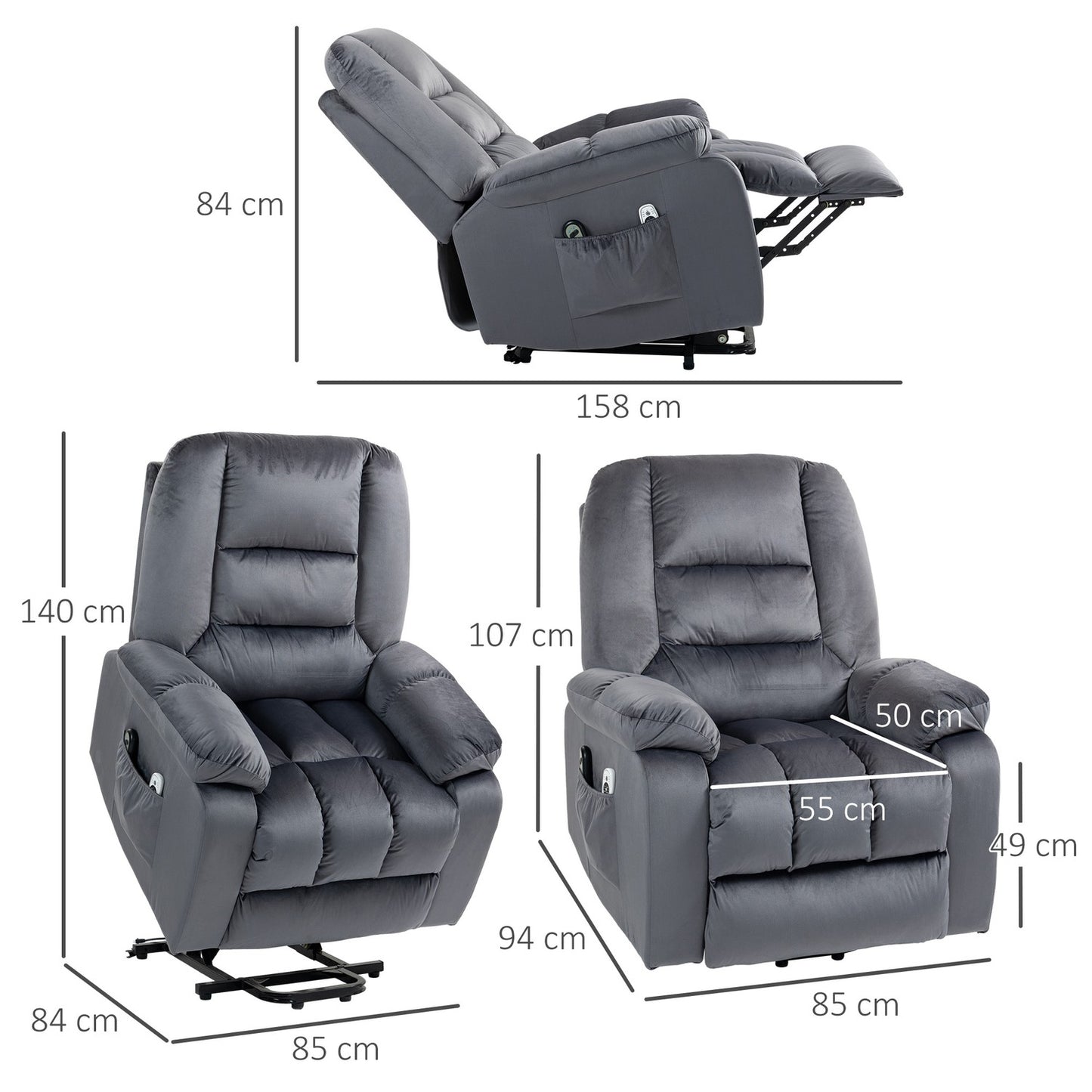 Electric recliner with massage, heating and footrest