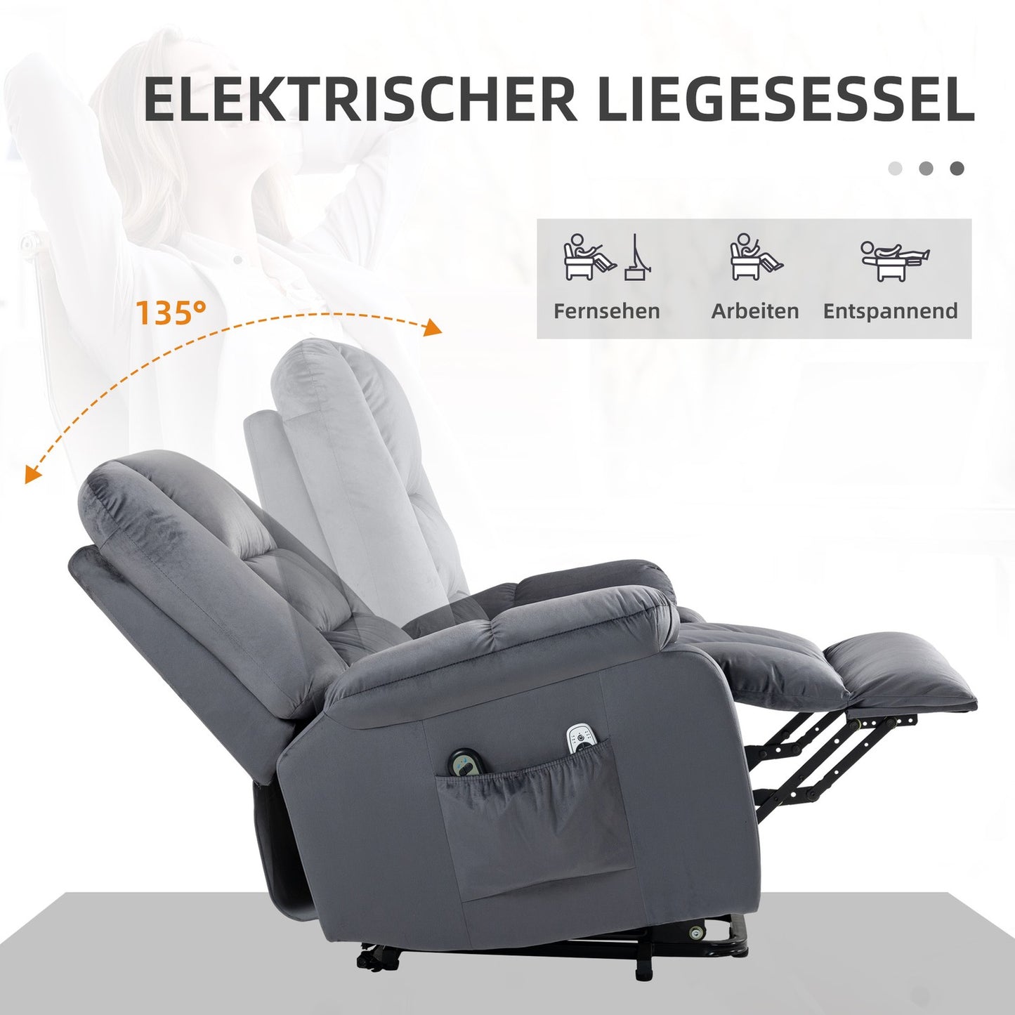 Electric recliner with massage, heating and footrest