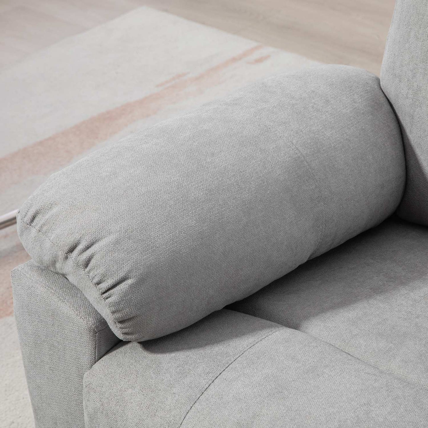 Electric recliner with massage, light gray linen