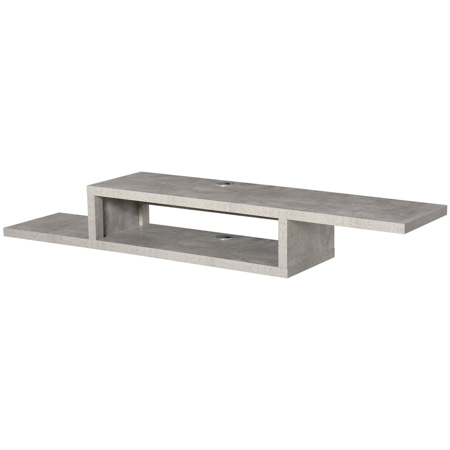 Hanging TV Lowboard; Cement gray multimedia shelf