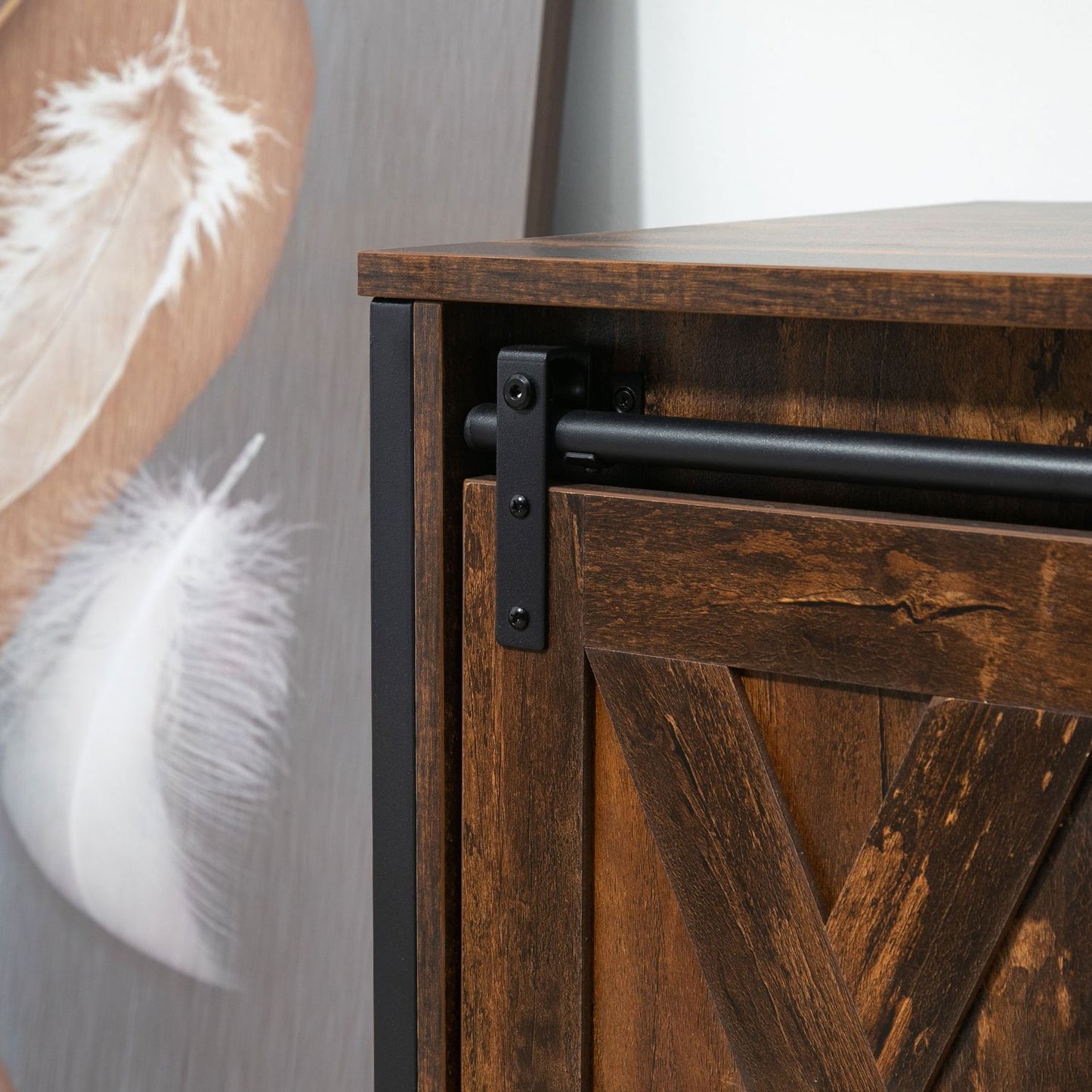 TV bench for 60" screens, industrial design, chipboard and steel