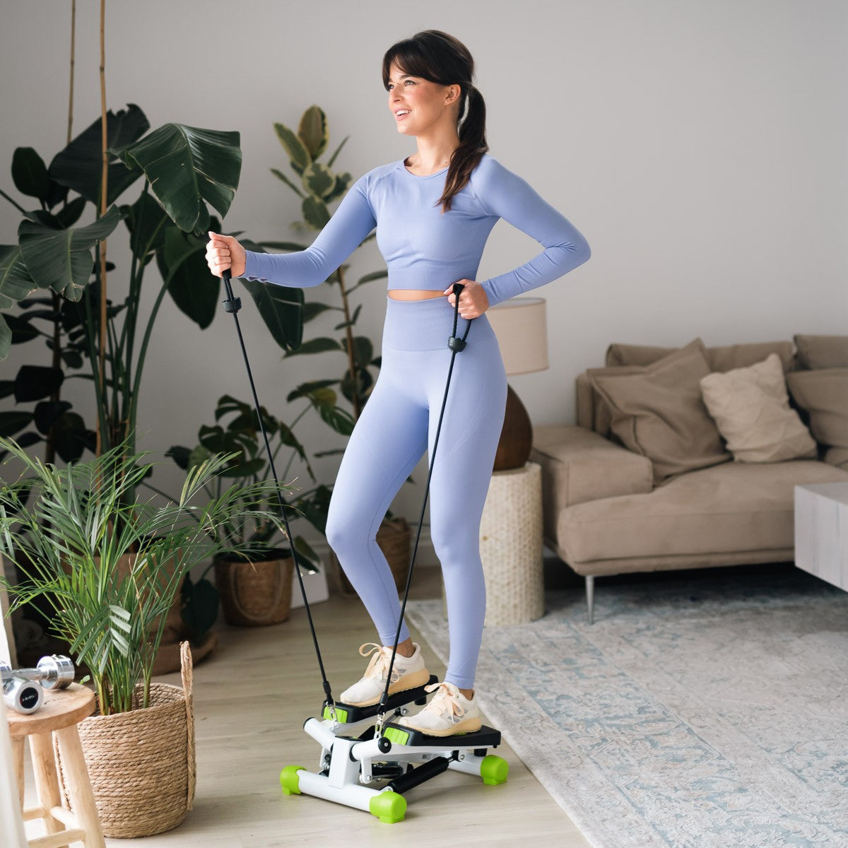 Twist Stepper with Ropes, Green – Compact Fitness Equipment