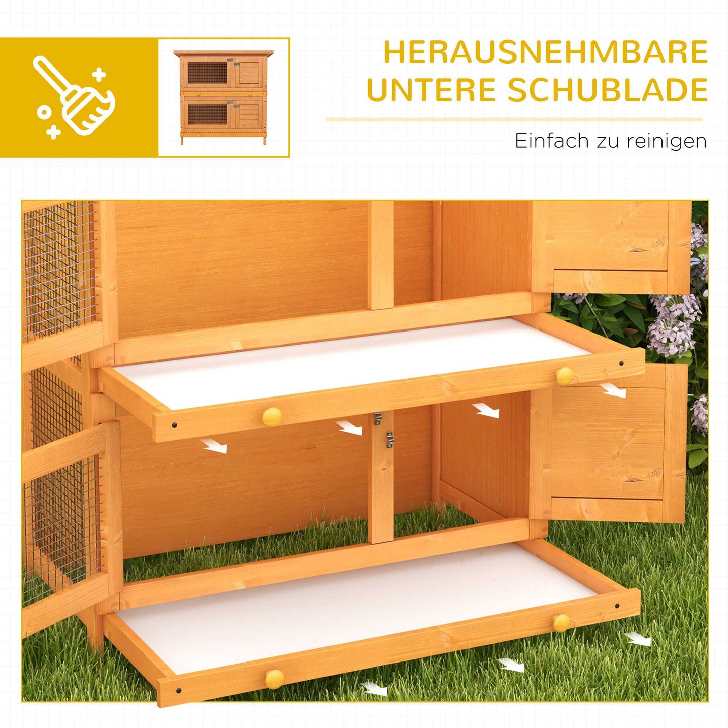 Two-Level Weatherproof Rabbit Hutch, Fir Wood, Green/Natural