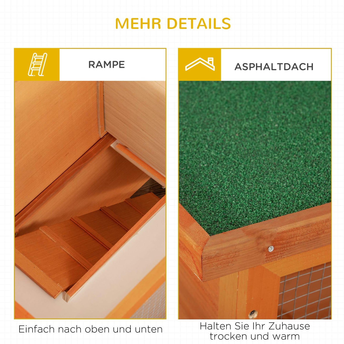 Two-Level Weatherproof Rabbit Hutch, Fir Wood, Natural/Green