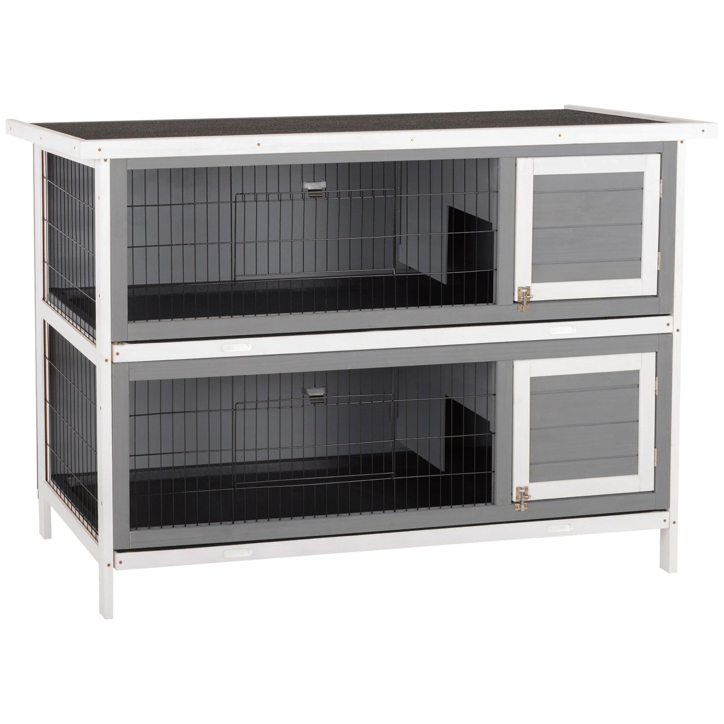 Two-Story Wooden Small Animal Hutch for Guinea Pigs