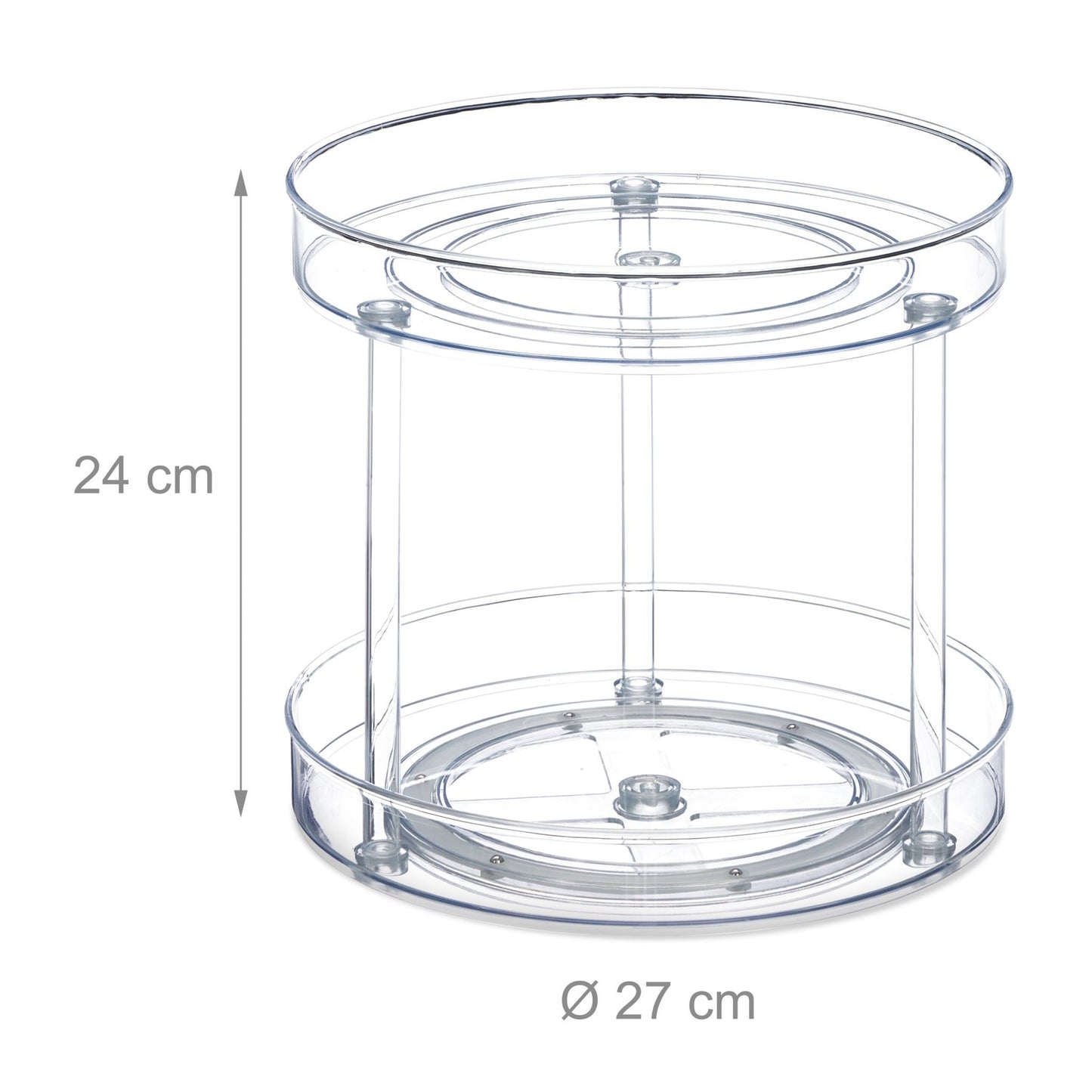 Two-Tier Plastic Turntable Organizer, 27cm Diameter