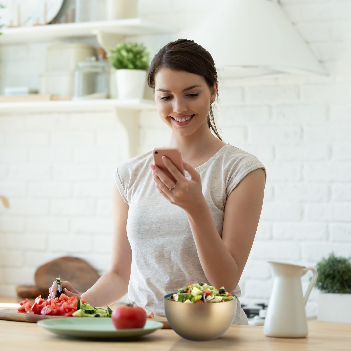 Two-Tone Stainless Steel Serving Bowl