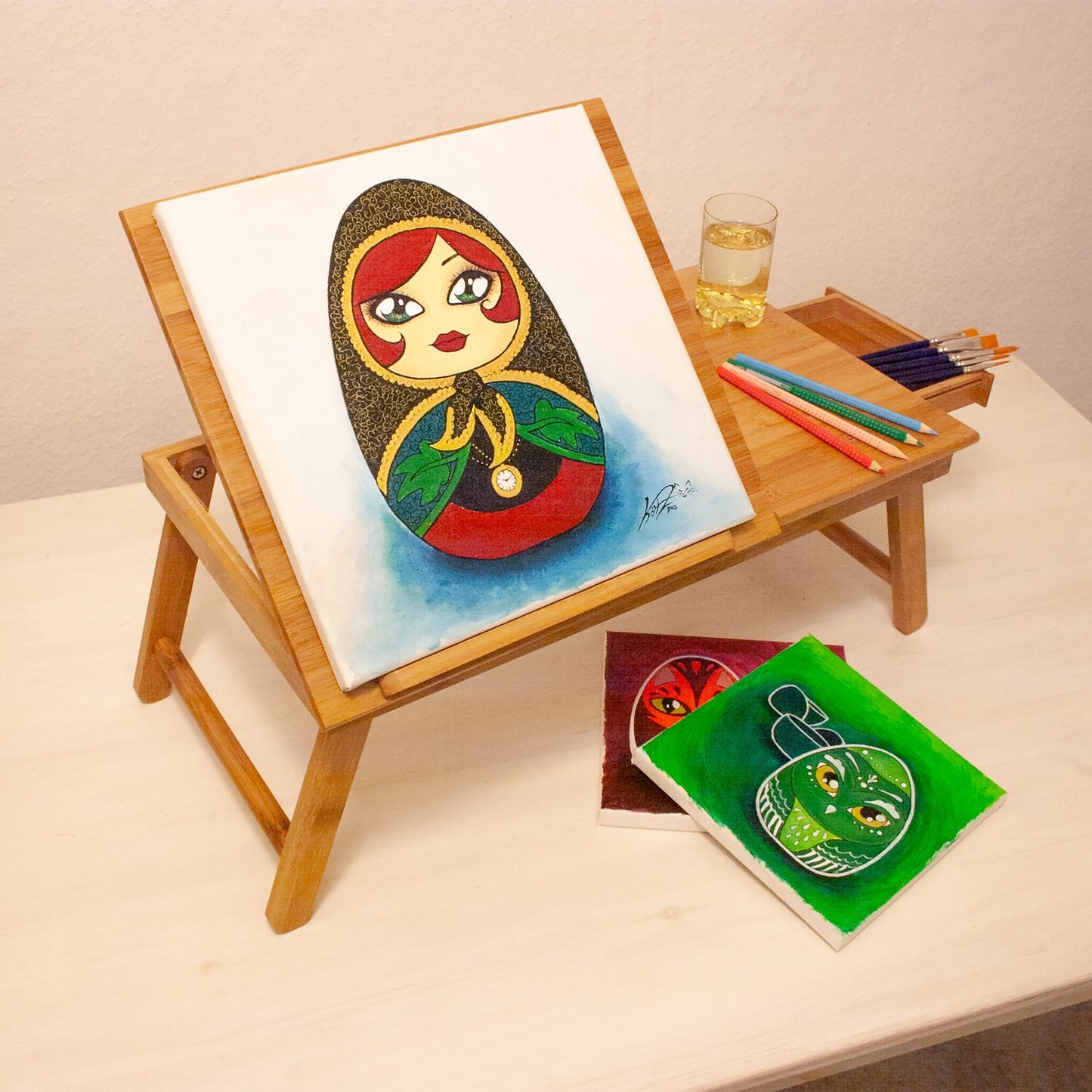 Two-part bamboo bed tray