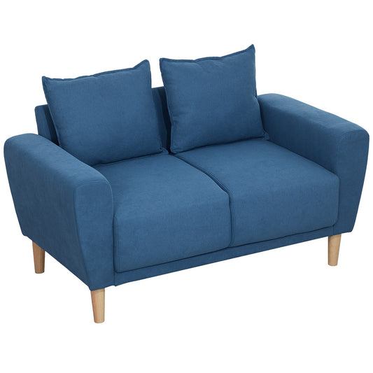 Blue Velvet 2-seater sofa with cushions and deep seat